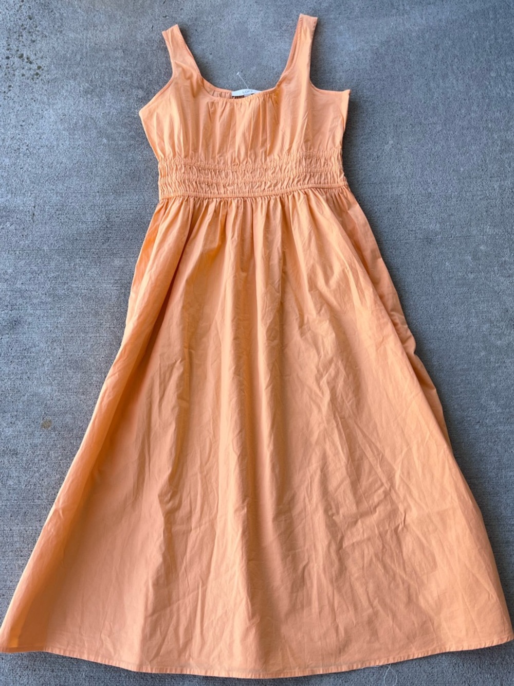 Loft smocked tank midi dress tangerine orange NWOT - Picture 4 of 7